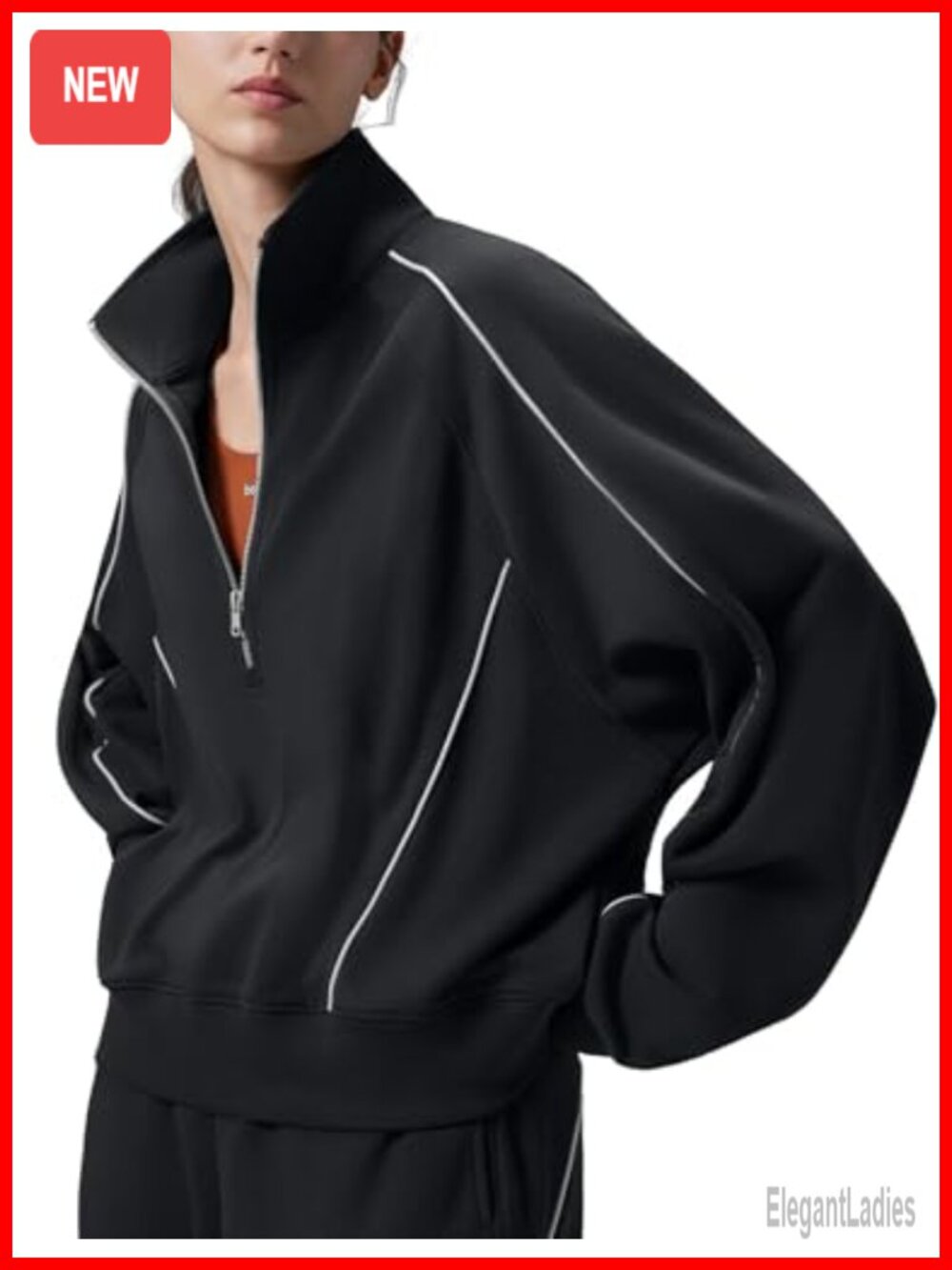 Loose Fit Half-Zip Pullover Hoodie Yoga Sweatshirt Long Sleeve